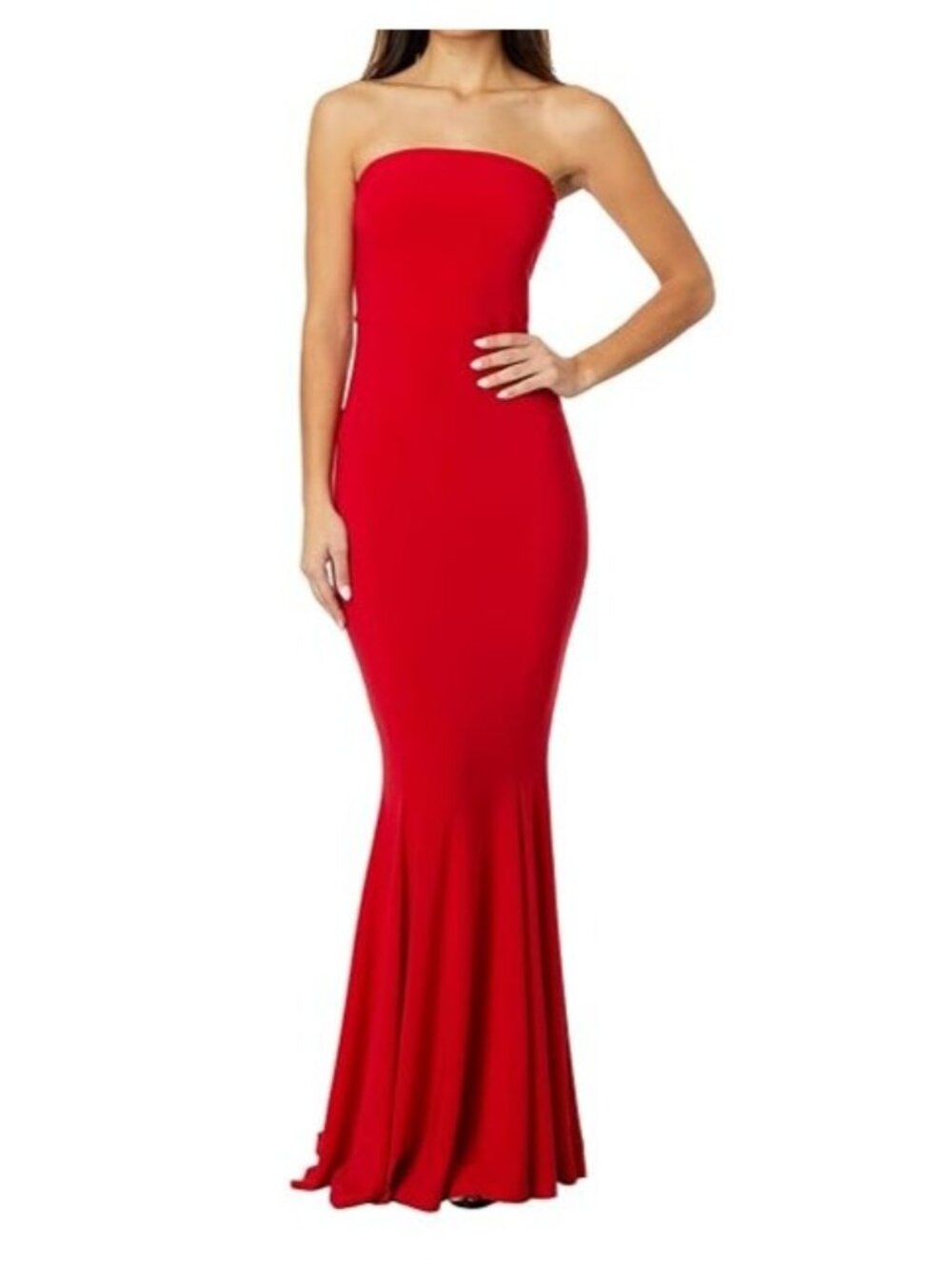 NWT Norma Kamali Tiger Red Strapless Fishtail Gown Size M MSRP $265